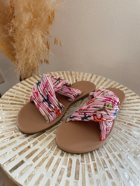 Sandales en tissu rose PAOLA