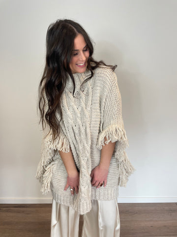 Poncho beige PLUME