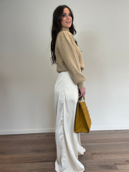 Pantalon satiné ecru GALA