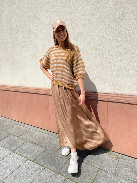 Jupe longue satinée brune FLORY