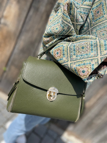 Sac en cuir kaki SABINE