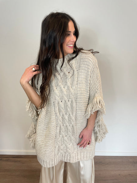 Poncho beige PLUME