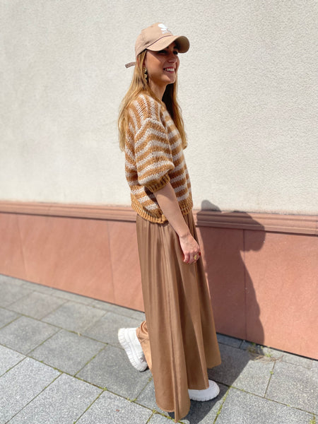 Jupe longue satinée brune FLORY