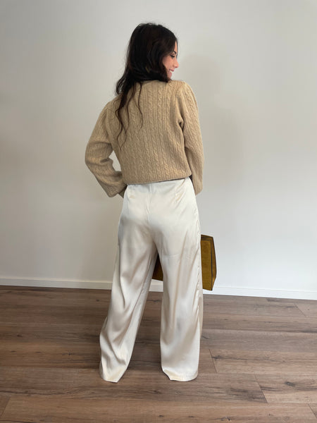 Pantalon satiné ecru GALA