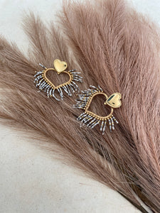 Boucles d'oreilles coeur perlé
