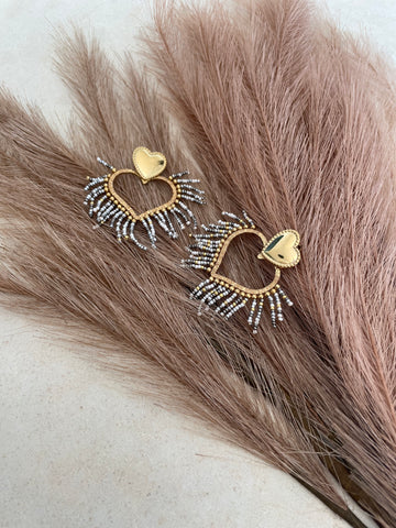 Boucles d'oreilles coeur perlé