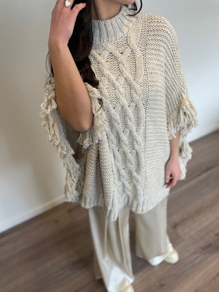 Poncho beige PLUME