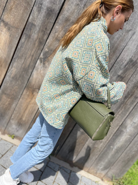 Sac en cuir kaki SABINE