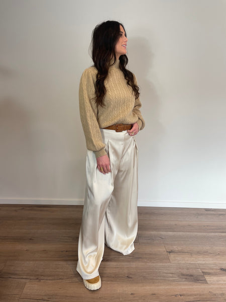 Pantalon satiné ecru GALA