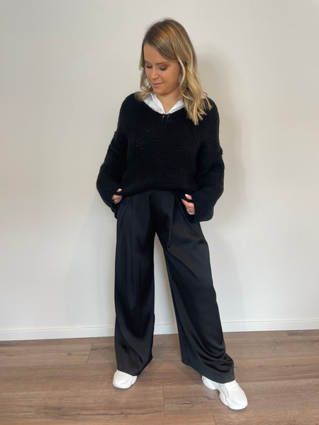 Pantalon satiné noir GALA