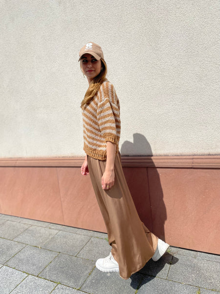 Jupe longue satinée brune FLORY
