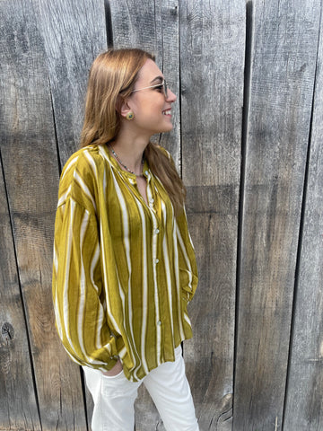 Chemise rayée kaki SYLVIA