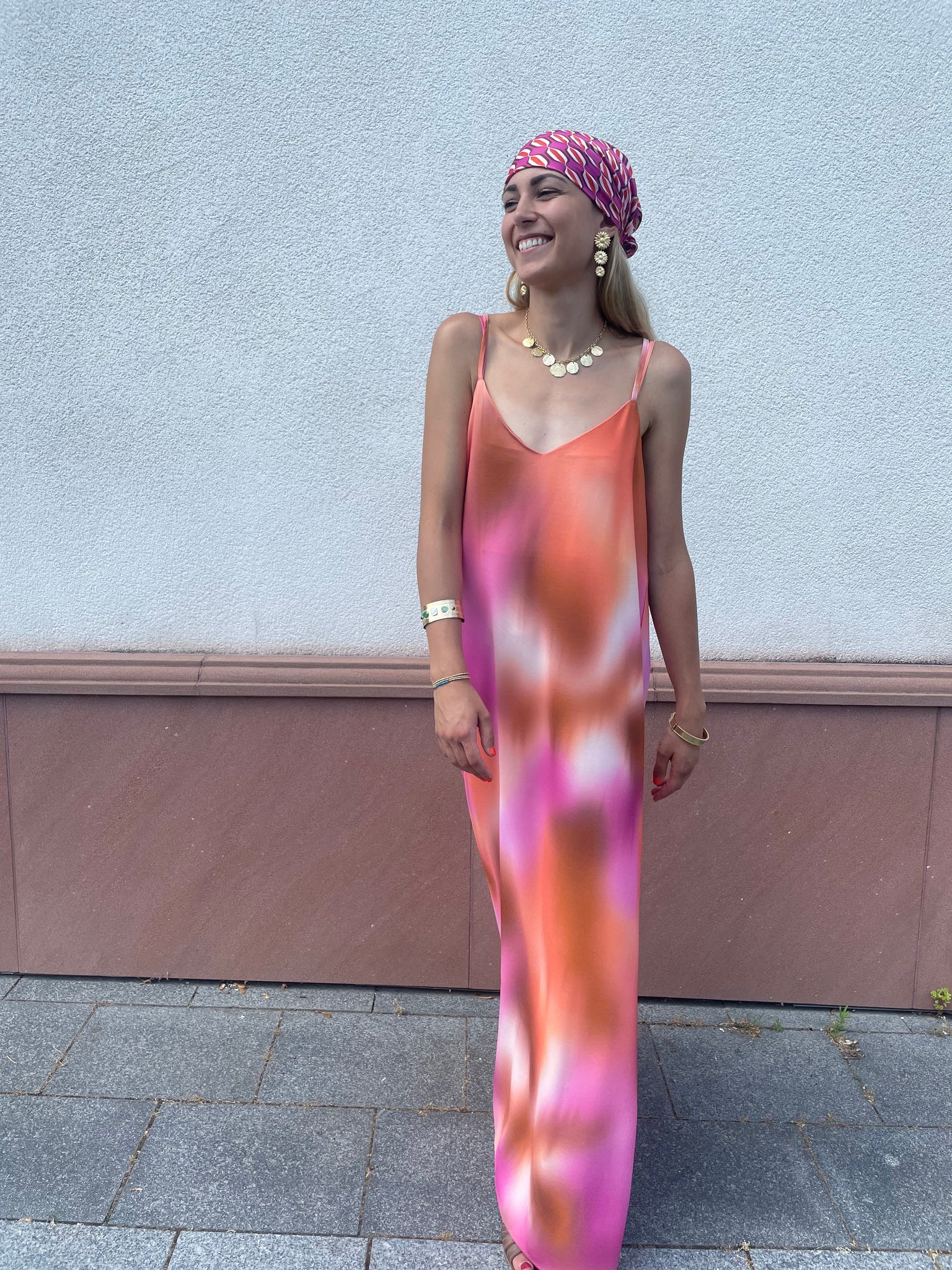 Robe tie and dye rose CLELIA