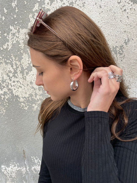 Boucles d'oreilles créole argentée