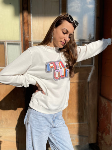Pull blanc dentelle KALIA
