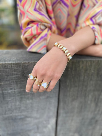 Bracelet doré avec pierres nacrées NANI