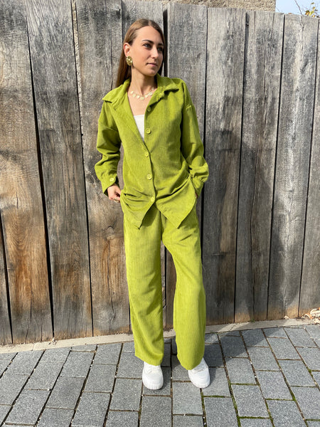 Ensemble vert velours cotelé ELENA