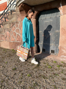 Robe turquoise gaze de coton MELY