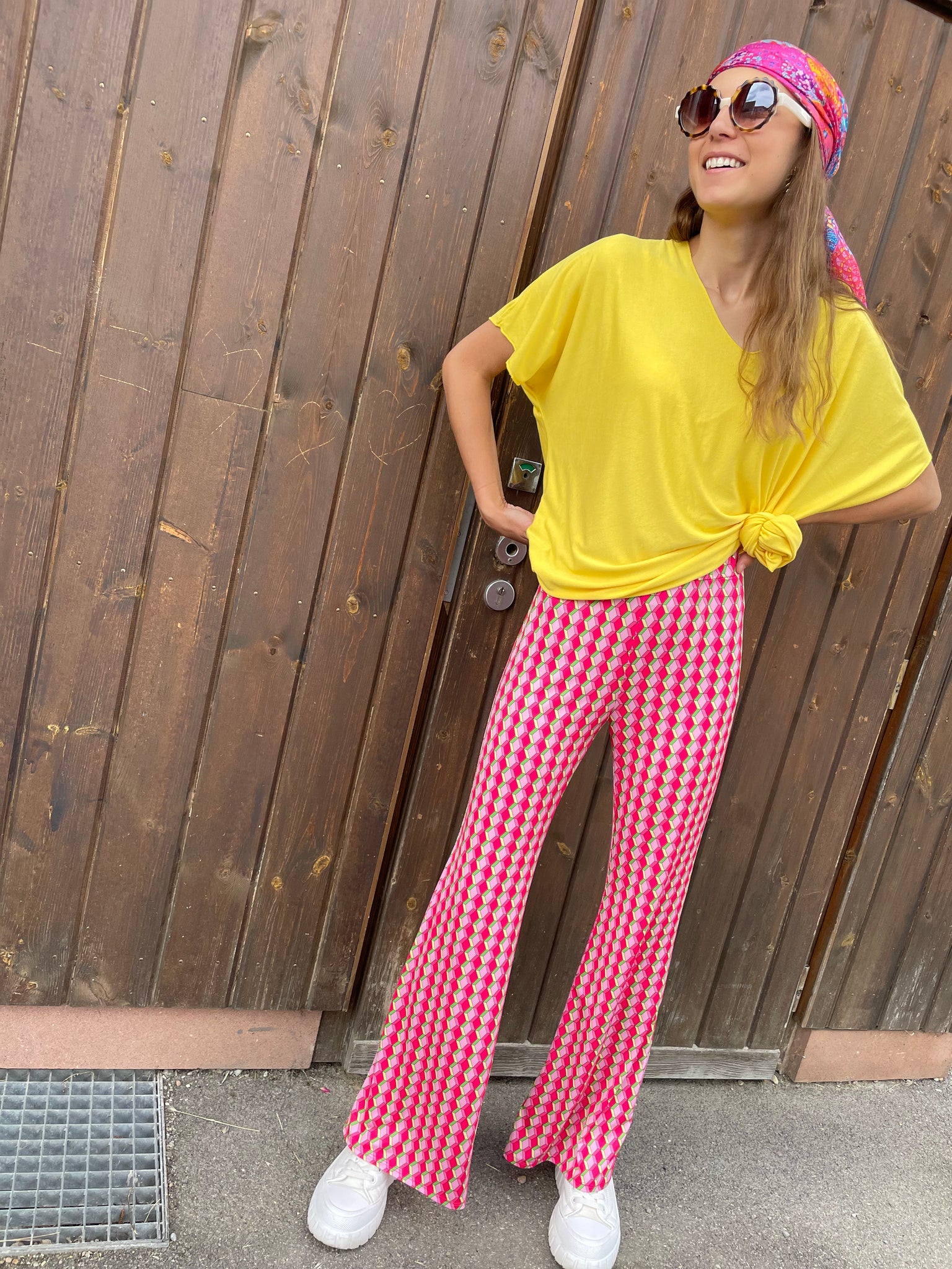 Pantalon imprimé rose SANDY