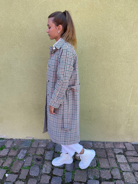 Veste longue à carreaux LUCIE