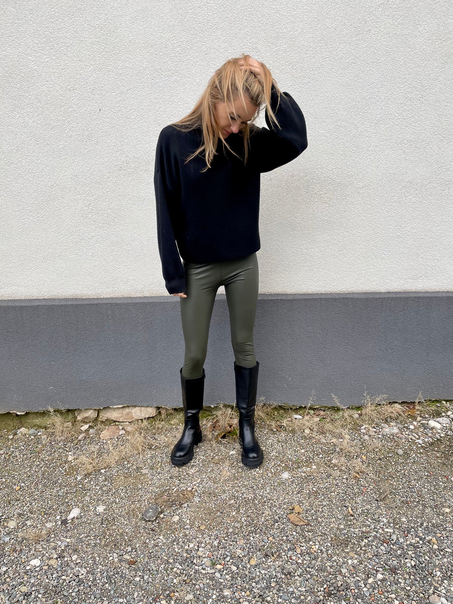 Legging simili cuir kaki MILO