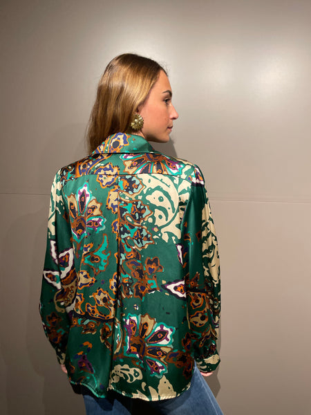 Chemise verte à motifs EMELINE