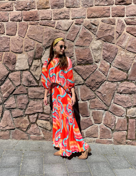 Ensemble plissé orange CLEO