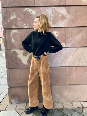 Pantalon large velours brun SALOME