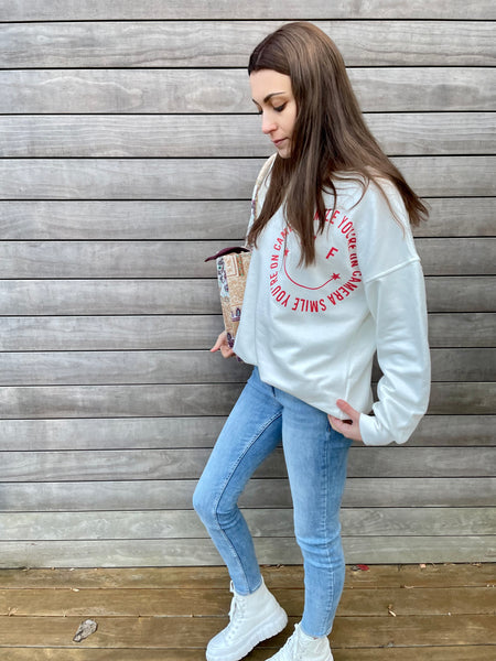 Sweat blanc à motifs LOLA