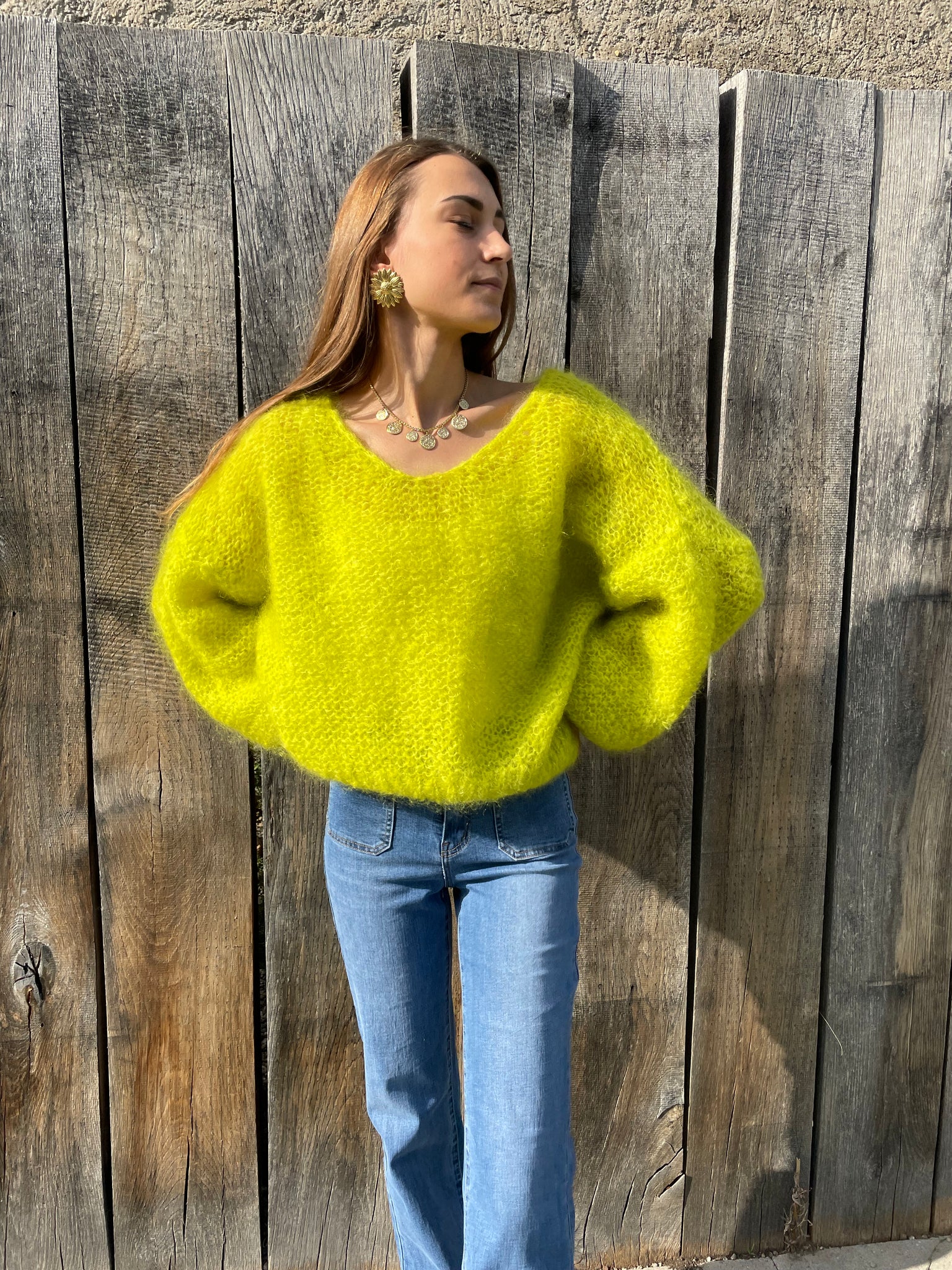 Pull vert anis mohair LOUNA