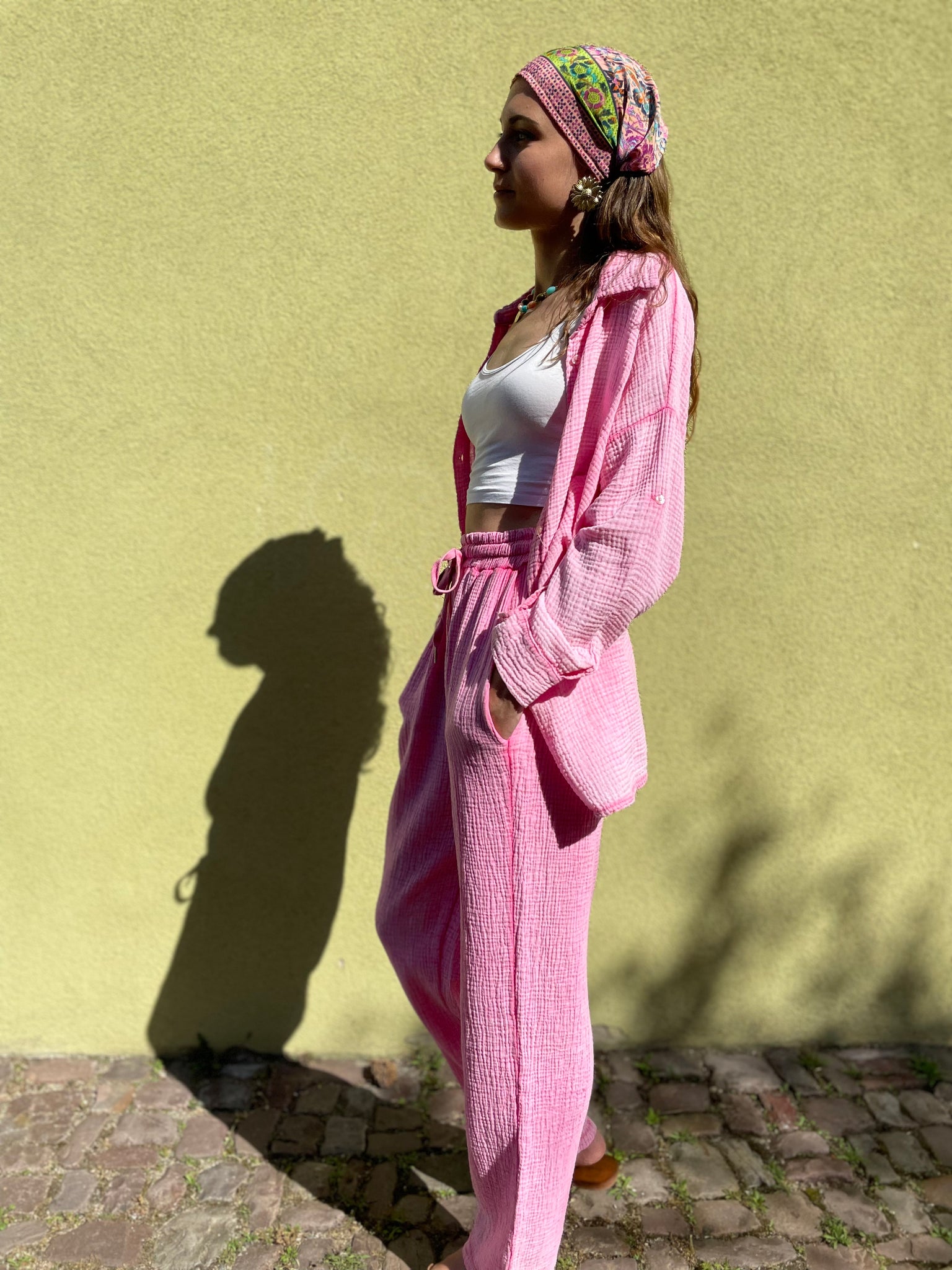 Ensemble gaze de coton rose LYNA