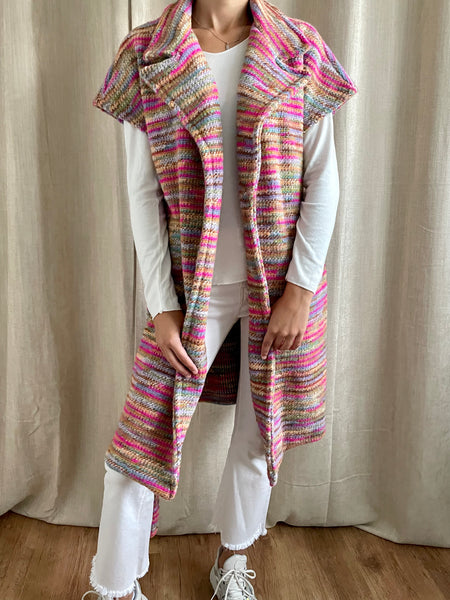 Veste colorée sans manche en laine ROSA