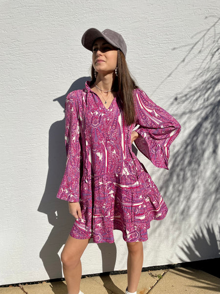 Robe courte fuchsia SALY