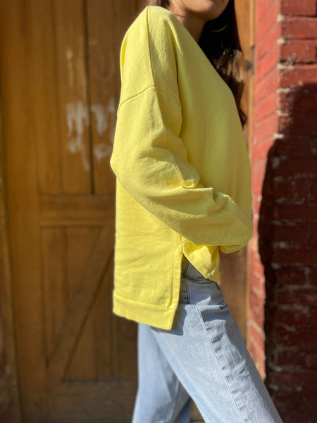 Pull jaune à coeur SIMON