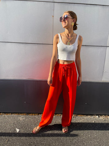 Pantalon fluide rouge MAXI