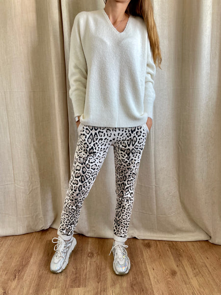 Pantalon effet jogging léopard BAY