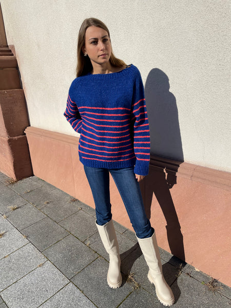 Pull marinière bleu-orange MARINE