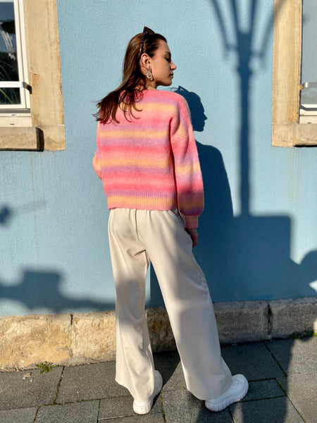 Pull court rayé rosé PAULINE
