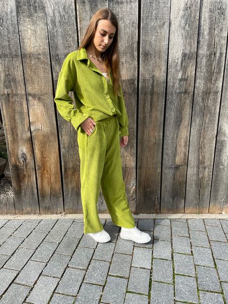 Ensemble vert velours cotelé ELENA