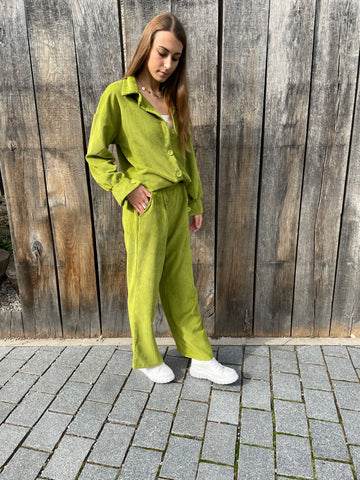 Ensemble vert velours cotelé ELENA