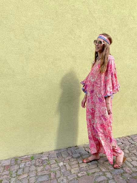 Robe rosé à manches bouffantes LISE