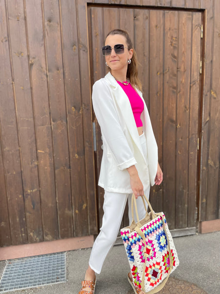 Ensemble blanc blazer et pantalon LUNA