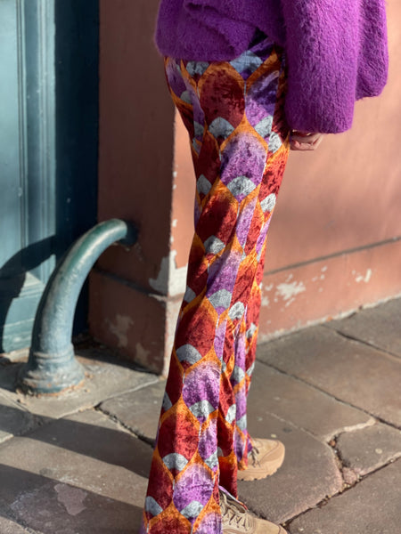 Pantalon velours coloré violet MIA