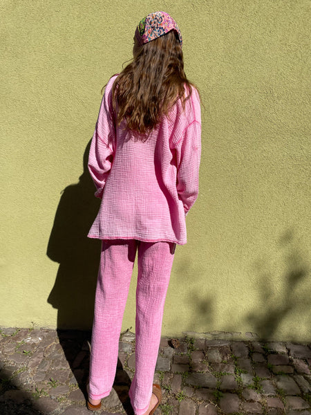 Ensemble gaze de coton rose LYNA