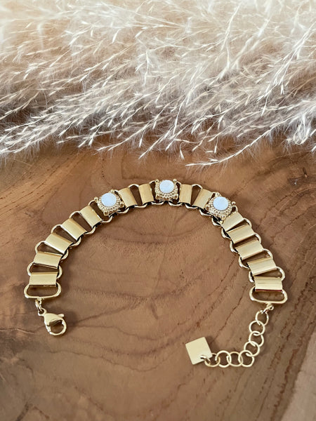 Bracelet doré avec pierres nacrées NANI