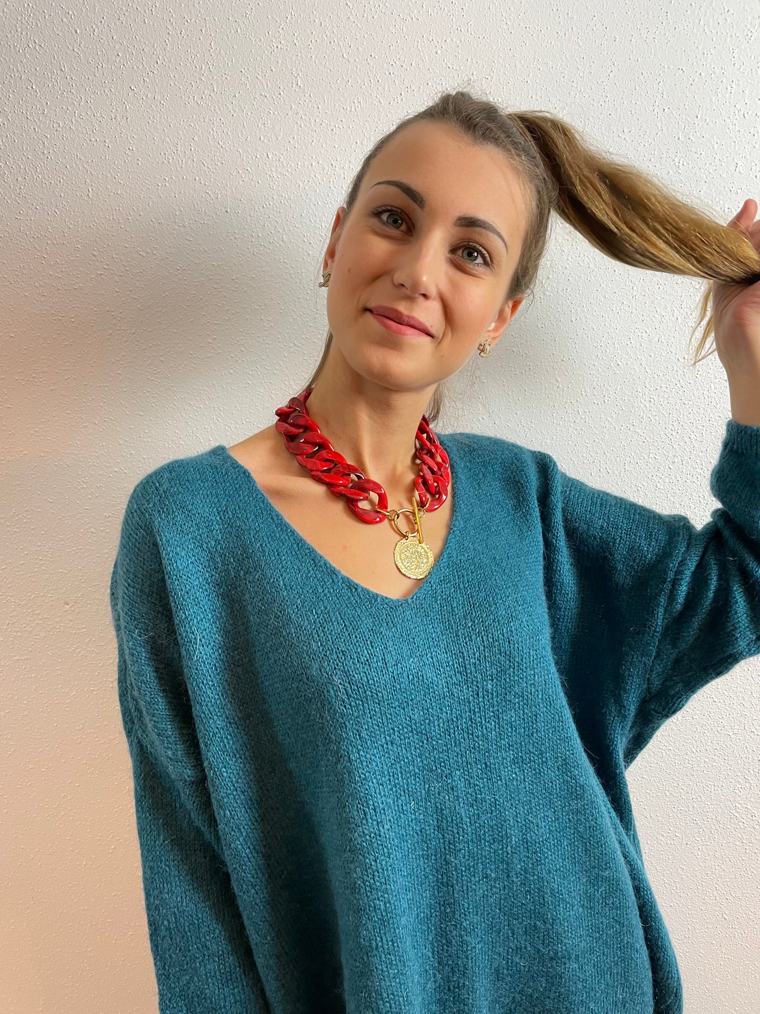 Collier à grosses chaines rouge