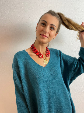 Collier à grosses chaines rouge