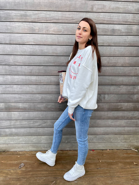 Sweat blanc à motifs LOLA