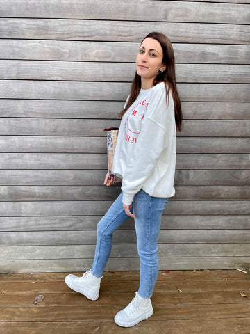 Sweat blanc à motifs LOLA