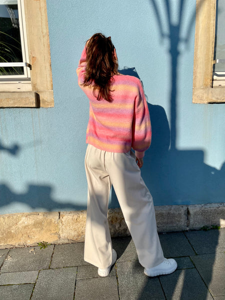 Pull court rayé rosé PAULINE